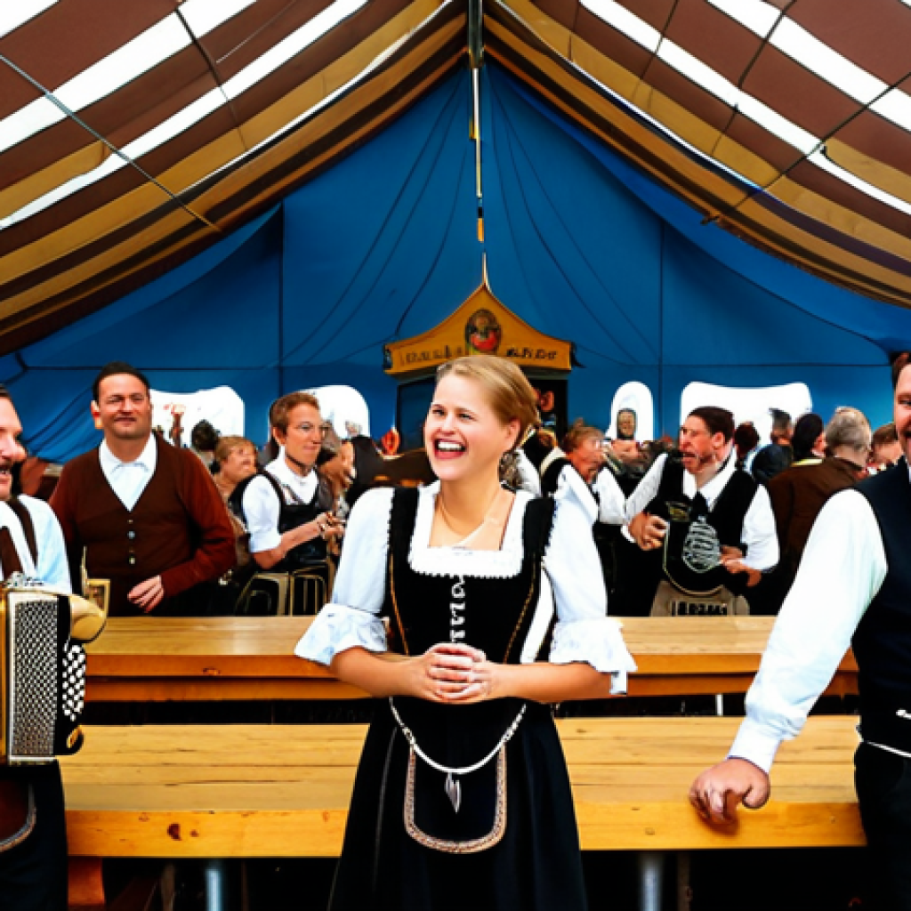 독일에서 전통 음악 듣기 - **

"A lively Oktoberfest scene in Munich, Germany. People in traditional Bavarian clothing (dirndls...