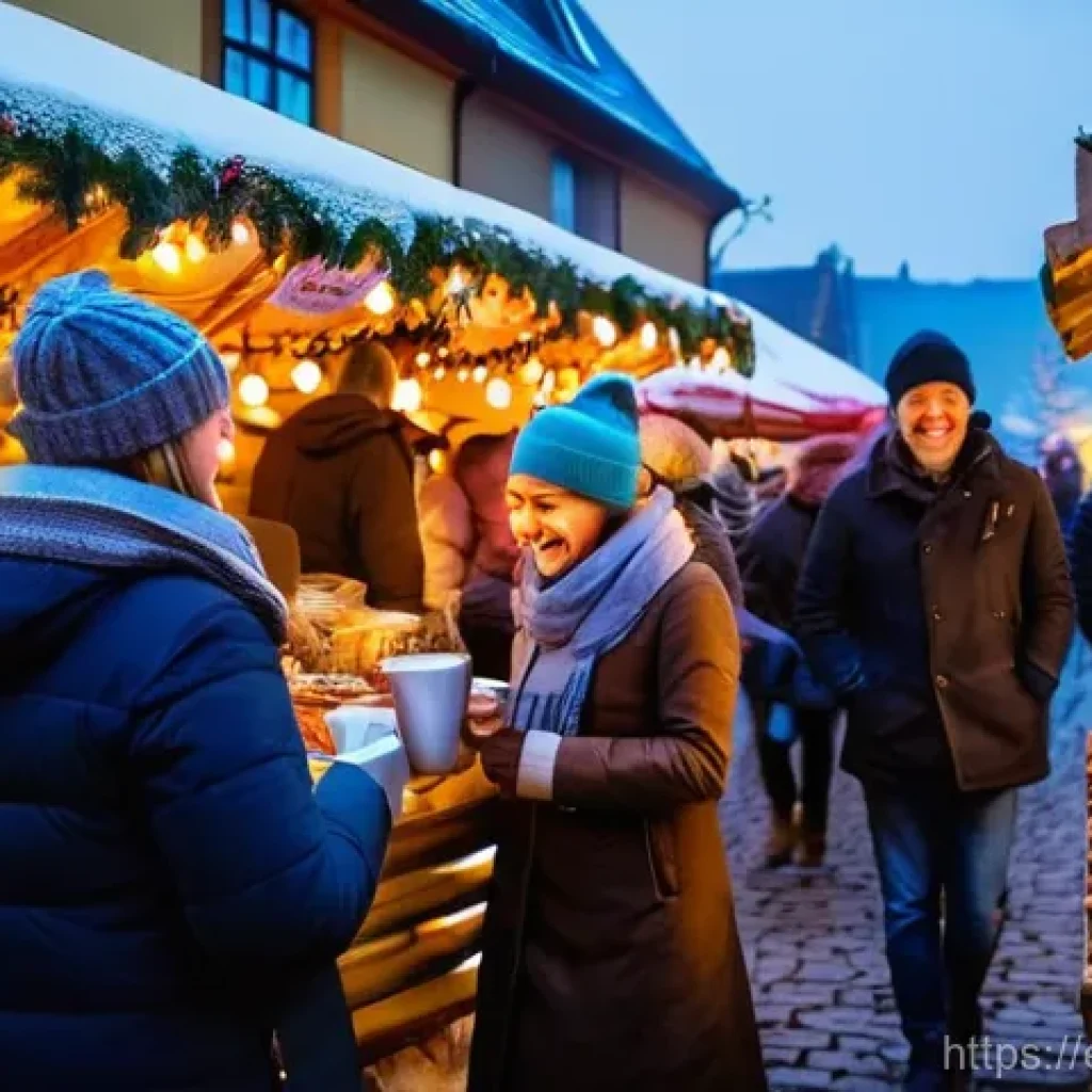 독일 국경일과 공휴일 - **Prompt:** A cozy and vibrant German Christmas market (Weihnachtsmarkt) scene. The image should fea...