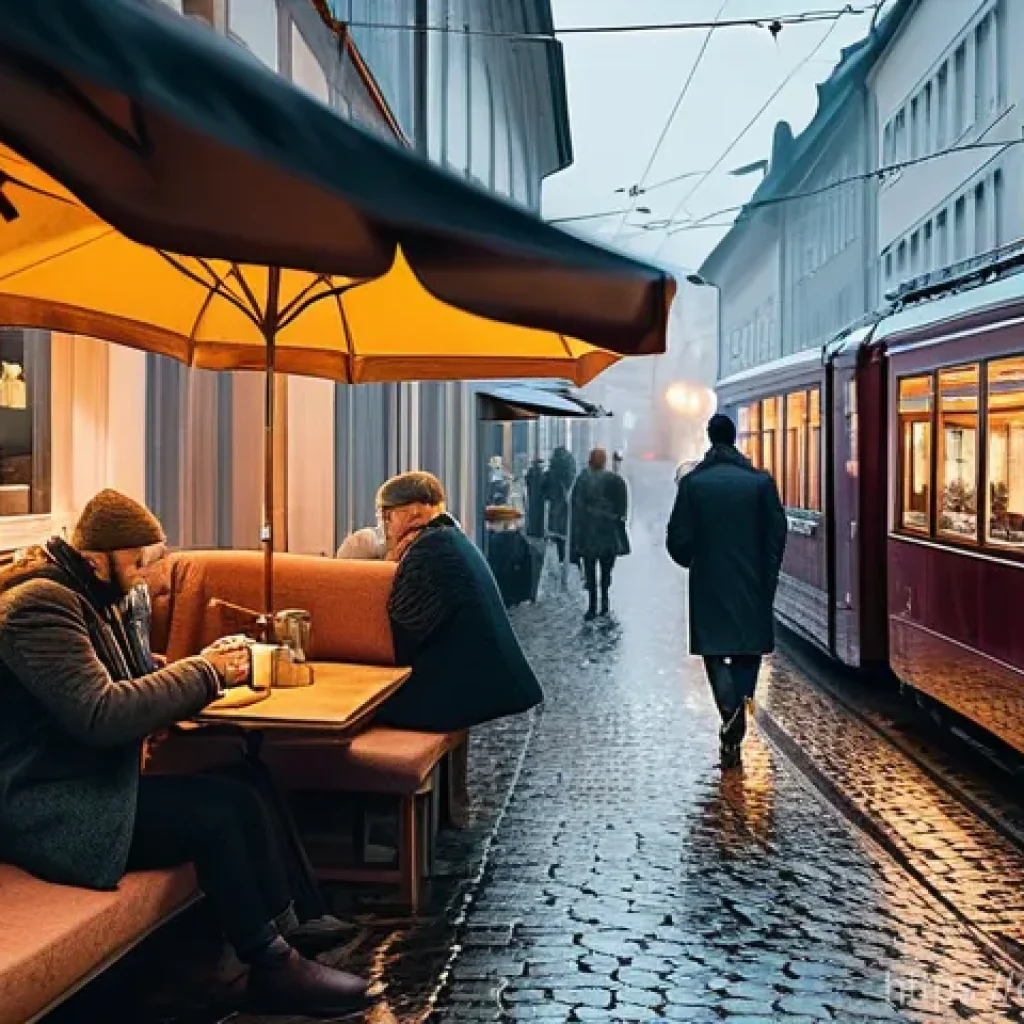 독일과 덴마크 문화 비교 - **Urban Contrasts: Hygge and Efficiency**
    "A diptych image contrasting Danish 'Hygge' and German...