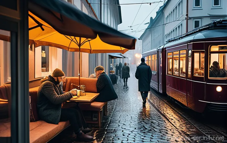 독일과 덴마크 문화 비교 - **Urban Contrasts: Hygge and Efficiency**
    "A diptych image contrasting Danish 'Hygge' and German...