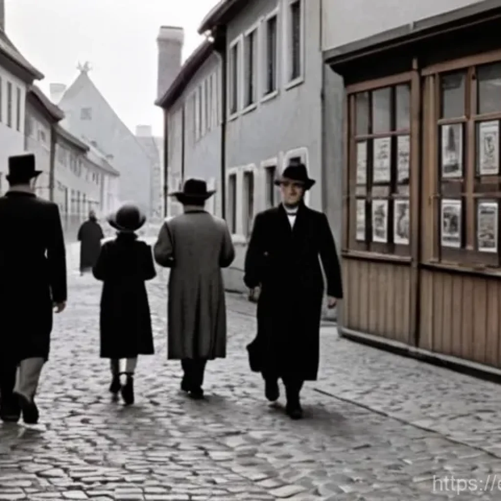 독일 유대인 박해 역사 - **Prompt 1: The Seeds of Division**
    "A candid street scene set in a historical German town durin...
