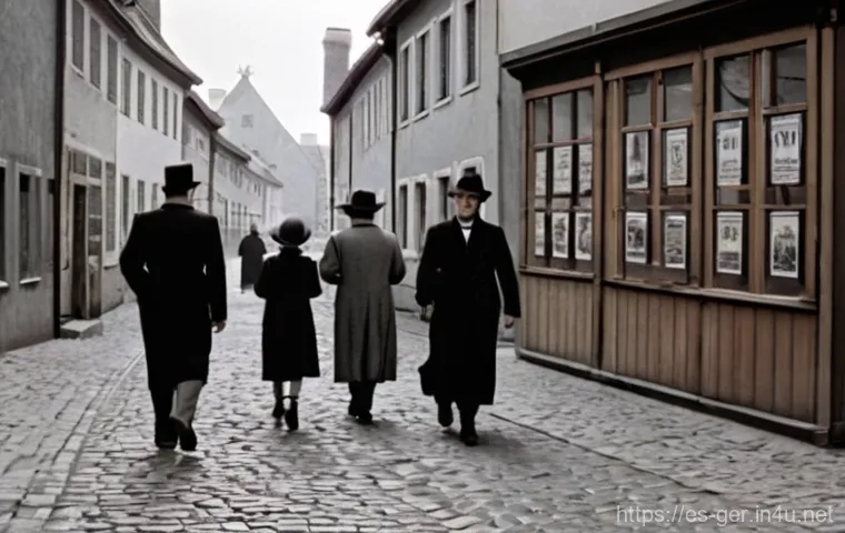 독일 유대인 박해 역사 - **Prompt 1: The Seeds of Division**
    "A candid street scene set in a historical German town durin...