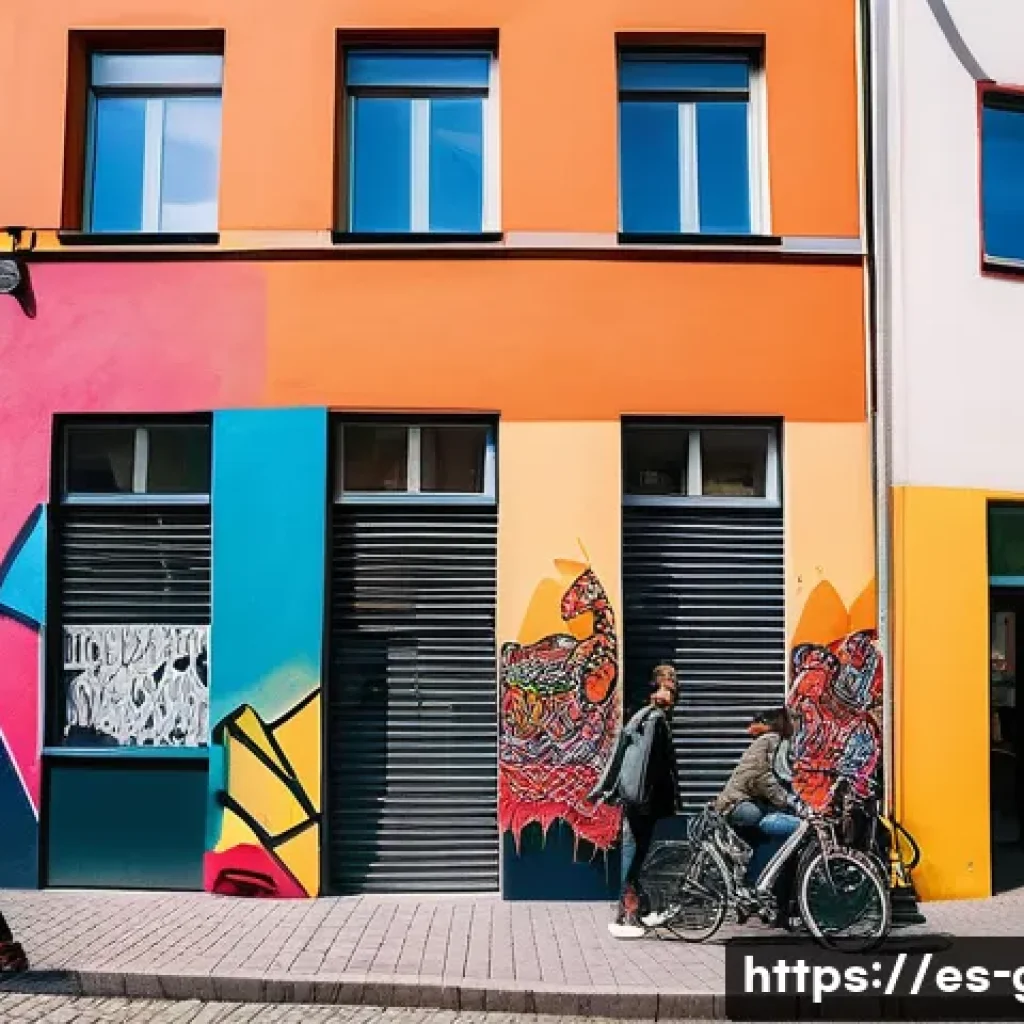 독일에서 예술가로 살아가기 - A vibrant street scene in Berlin’s Kreuzberg district showcasing a diverse group of contemporary art...