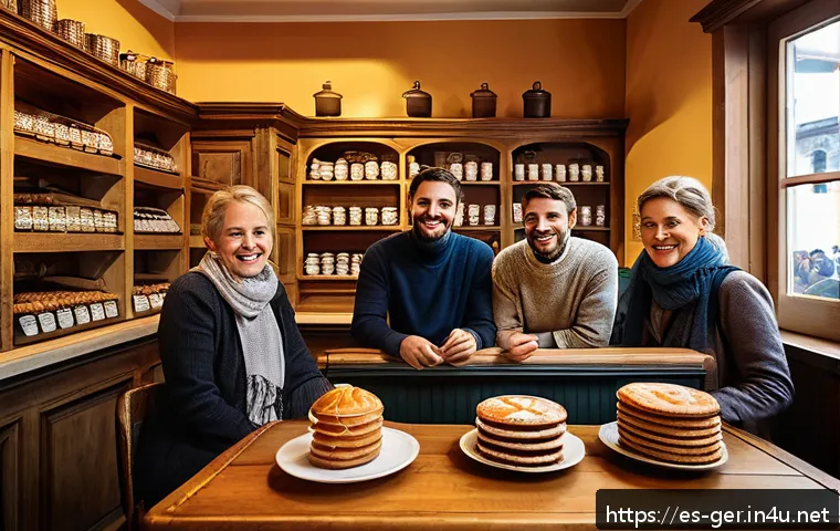 독일의 커피 문화 - A cozy traditional German caf&eacute; scene featuring a diverse group of friends and family warmly gathered...