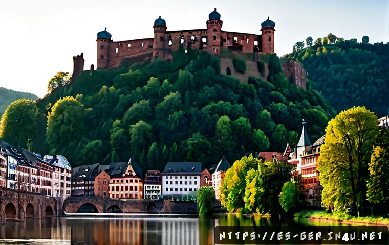 Home 17 하이델베르크 성 - Photorealistic panoramic view of Heidelberg Castle ruins rising above the Old Town of Heidelberg, Ge...