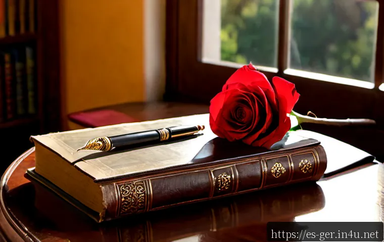 괴테 문학 작품 - Photorealistic literary still life in a sunlit Spanish library, an elegant collection of aged leathe...